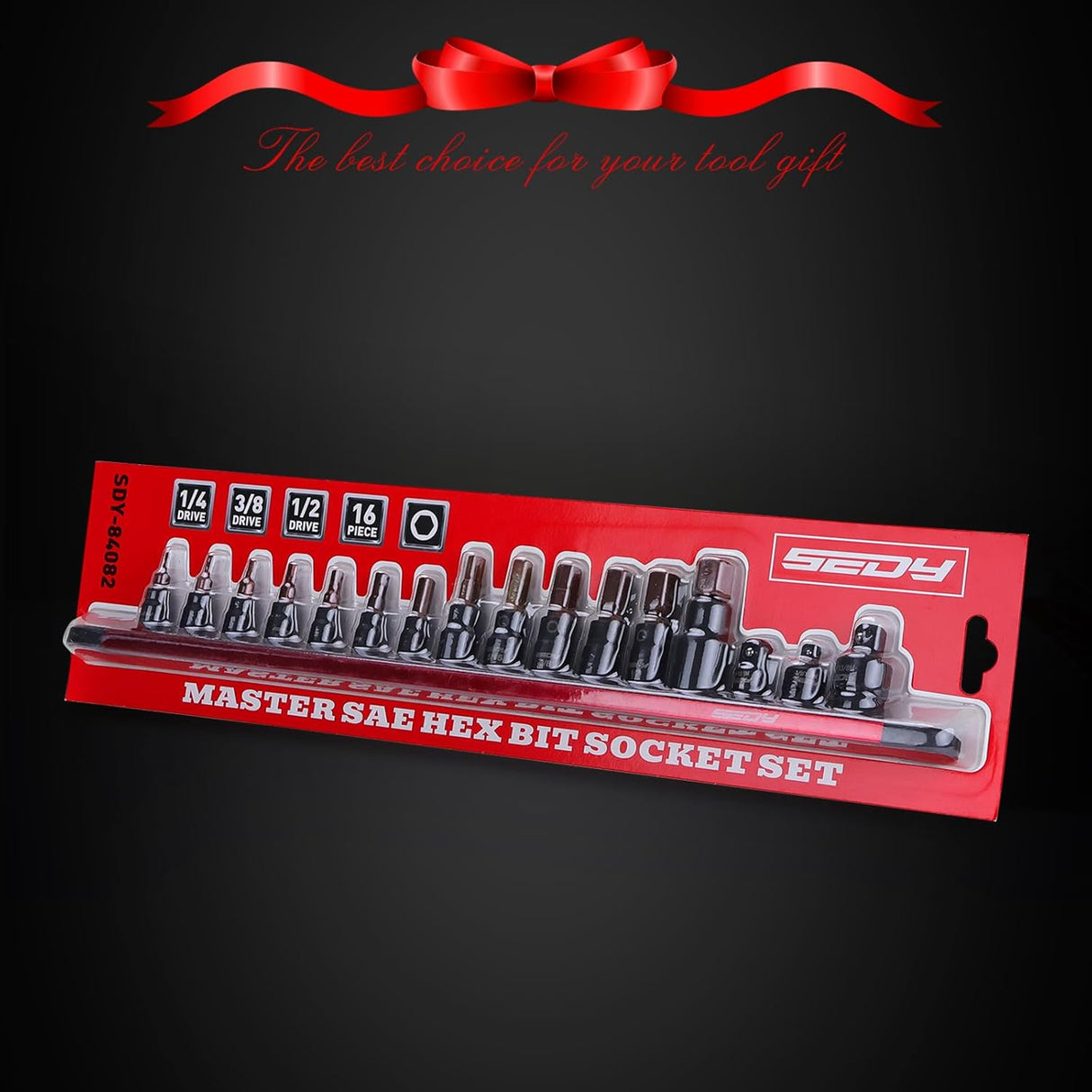 SEDY 16-Piece Allen-Wrench Hex Bit Socket Set with Magnetic Rail Organizer for Professional Use