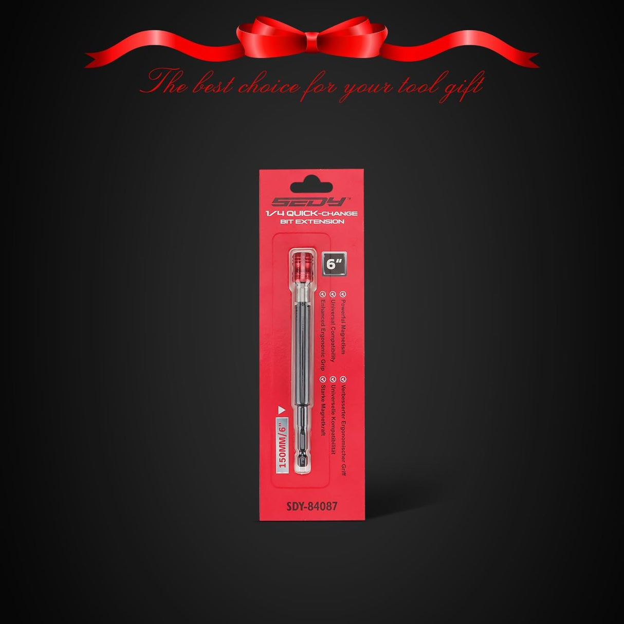 SEDY 6-inch magnetic bit holder extension with quick release, CR-V steel construction, and 1/4 inch hex shank for electric screwdrivers and drills