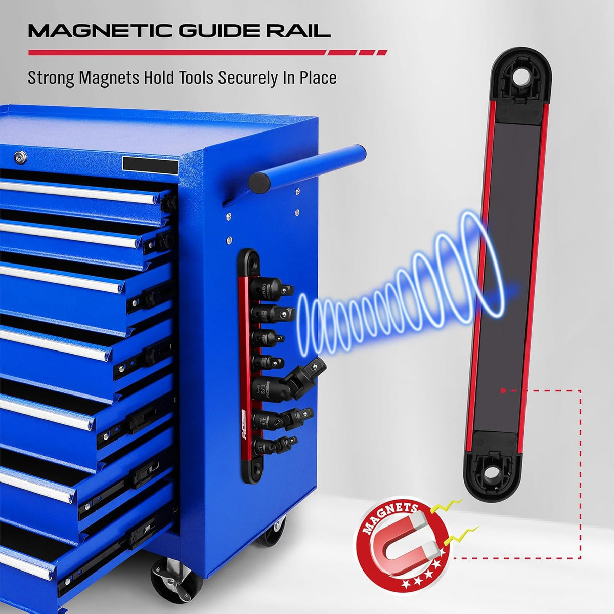 SEDY 7-piece socket adapter and universal joint set with magnetic holder, CR-V construction, impact grade, for automotive and DIY tools