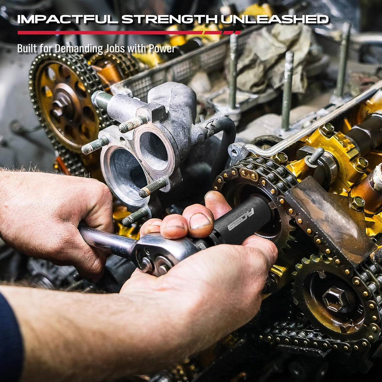 SEDY 7-piece socket adapter and universal joint set with magnetic holder, CR-V construction, impact grade, for automotive and DIY tools