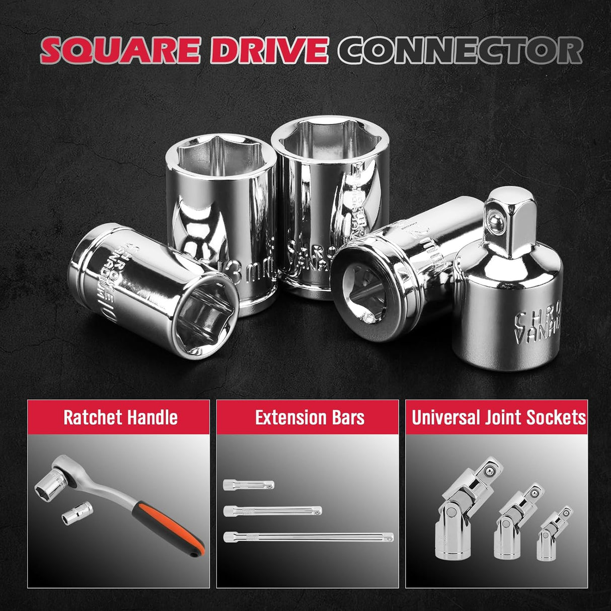 12-Piece 1/4" Metric Socket Set with Universal Joint, Extension Bars, Magnetic Guide Rail, and Tool Organization Rack