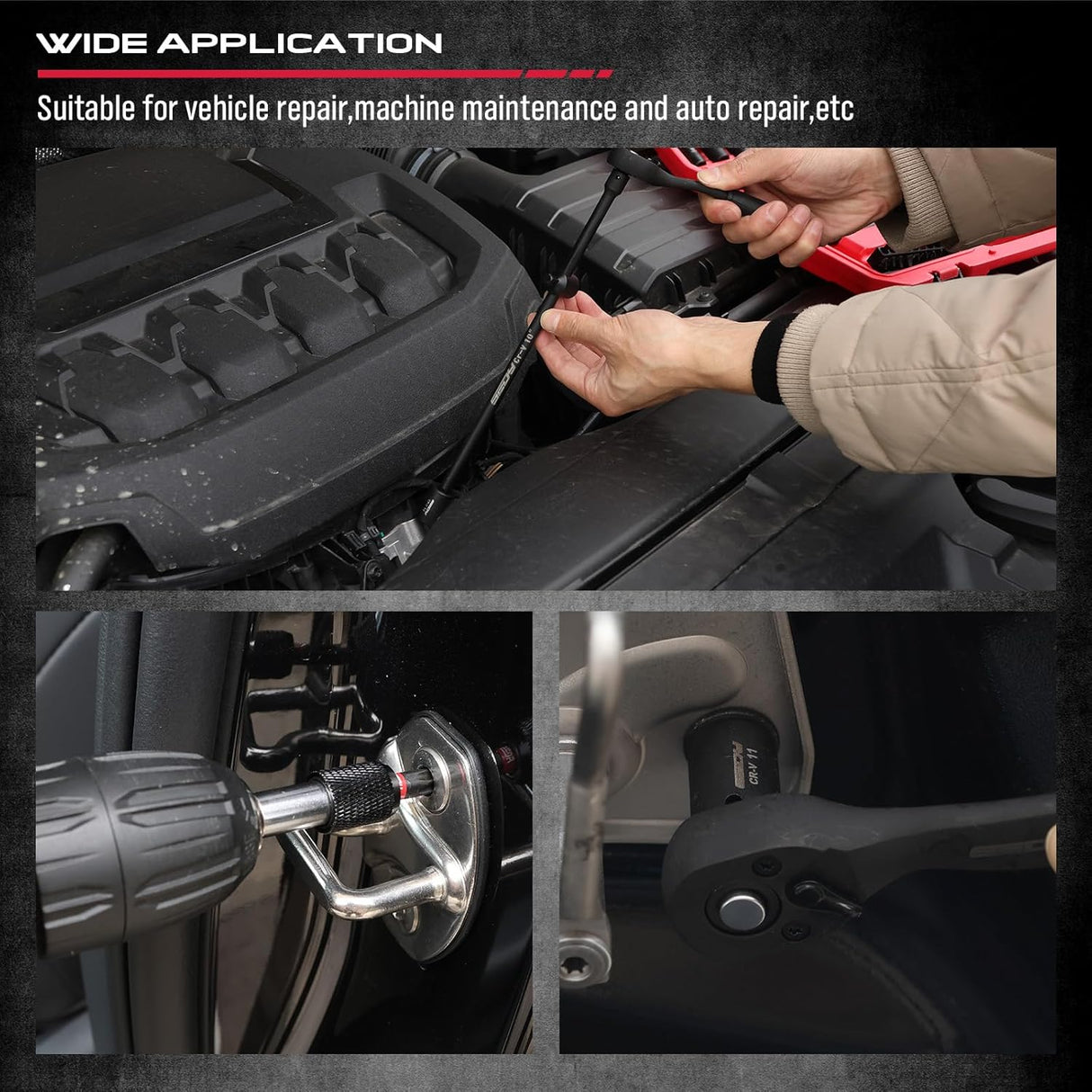 SEDY 105-piece impact socket set with 1/4" ratchet wrench, SAE and Metric sockets, extension bar, universal joint, screwdriver bits, durable carry case