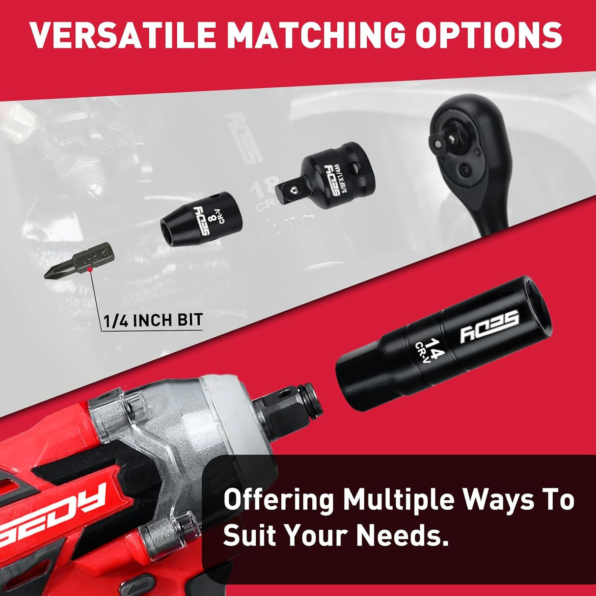 SEDY 96-piece 3/8 inch drive socket wrench and bit set with SAE and metric sockets, high-torque impact design, and organized storage box