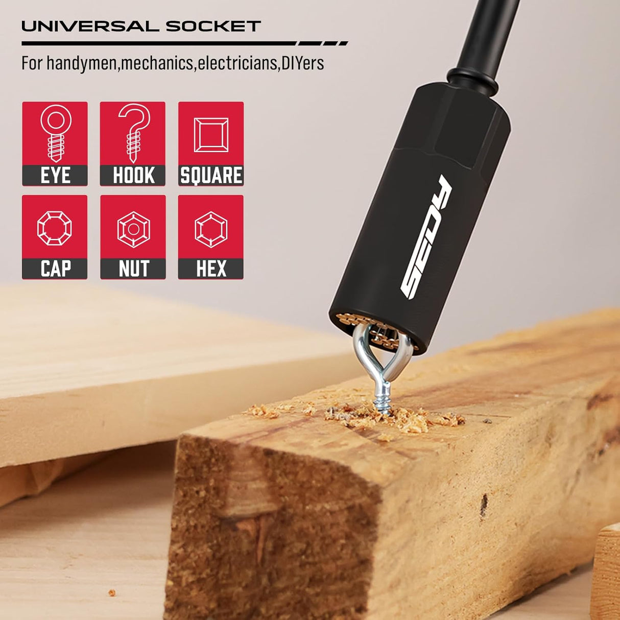 80-piece SEDY magnetic nut driver and drill bit set with universal socket, CR-V steel construction, and organized storage case for automotive and DIY use