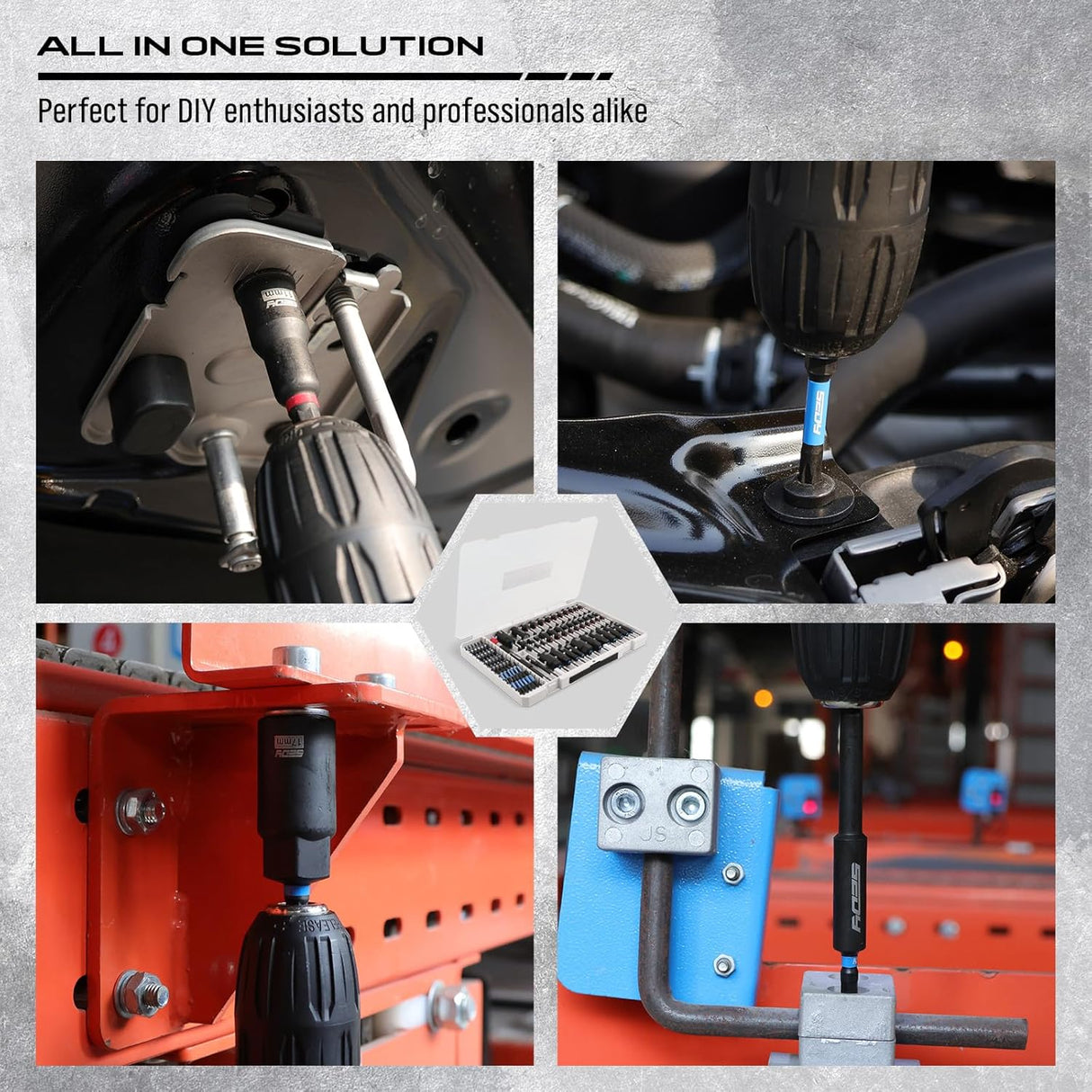 80-piece SEDY magnetic nut driver and drill bit set with universal socket, CR-V steel construction, and organized storage case for automotive and DIY use