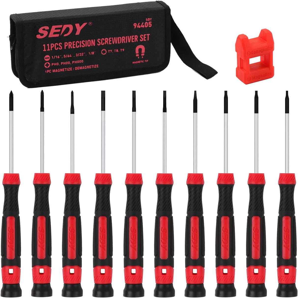 11PCS Precision Screwdriver Set with Magnetic Tips, CR-V Steel, Slotted, Phillips & Torx, Convenient Carrying Case for Electronics Repair