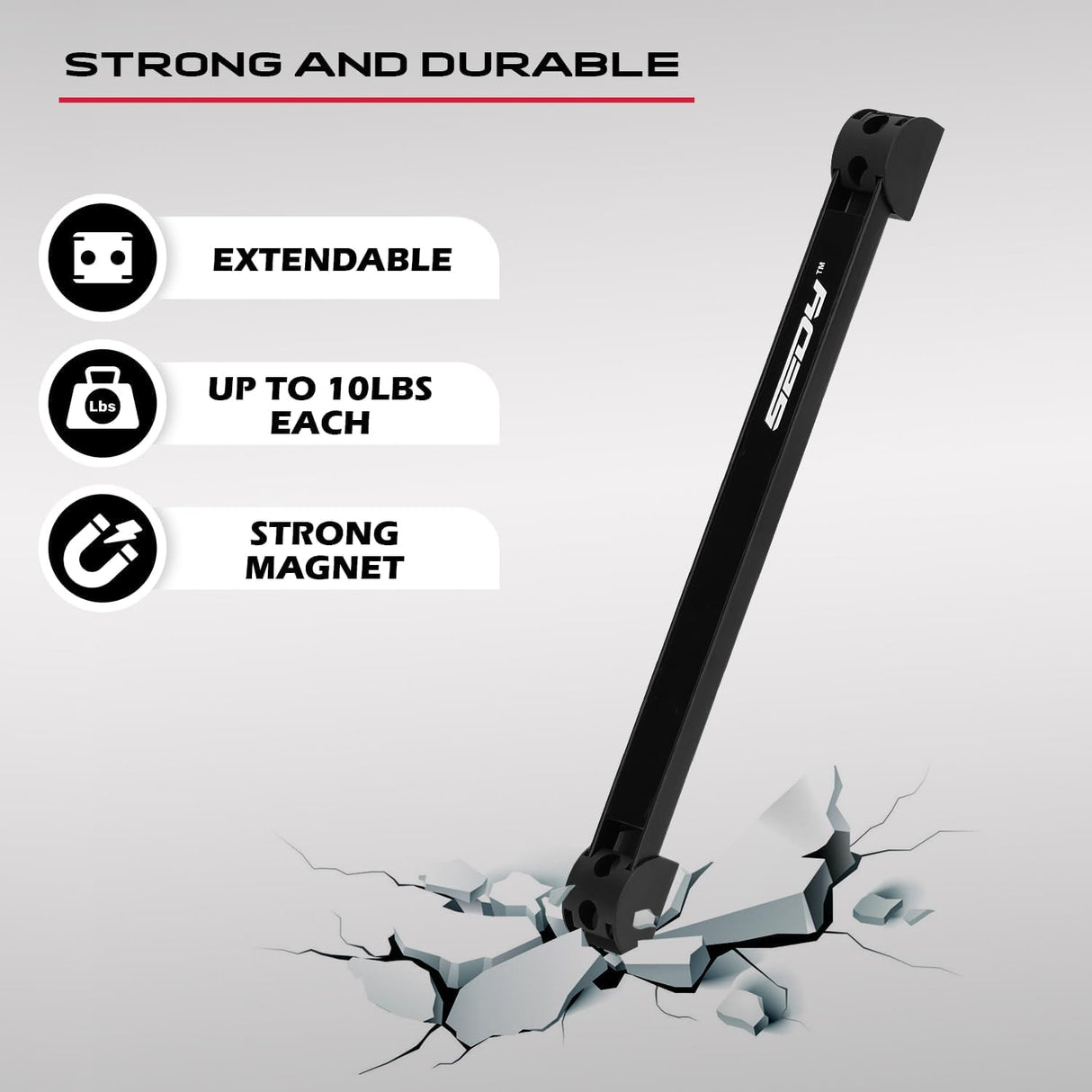 SEDY 7-piece 12-inch magnetic tool holder strip set for garage, kitchen, and workshop wall organization with strong magnets and mounting screws