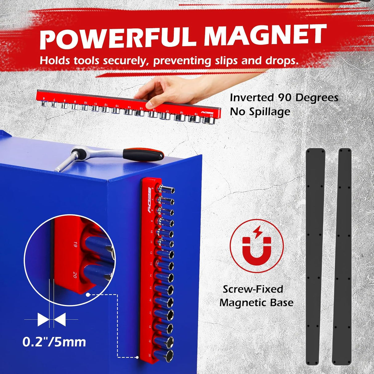 SEDY magnetic socket organizer set for 3/8 inch drive metric sockets, blue detachable aluminum trays with strong magnetic base and modular design
