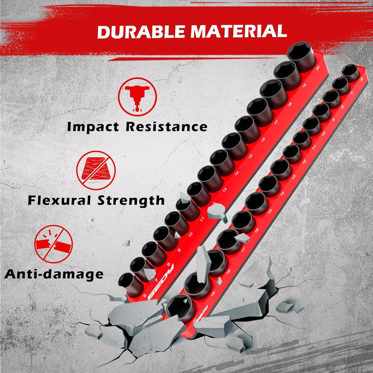 SEDY magnetic socket organizer set for 3/8 inch drive metric sockets, blue detachable aluminum trays with strong magnetic base and modular design