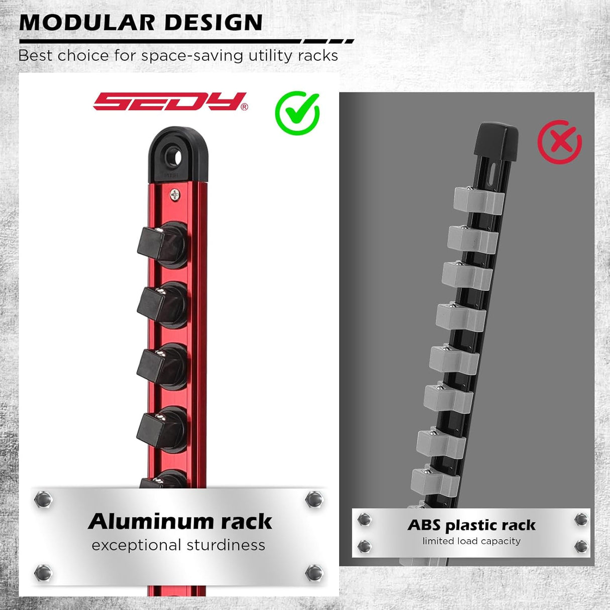 18-Piece Magnetic Socket Organizer Set, Heavy Duty Aluminum Racks for 1/2", 3/8", 1/4" Sockets