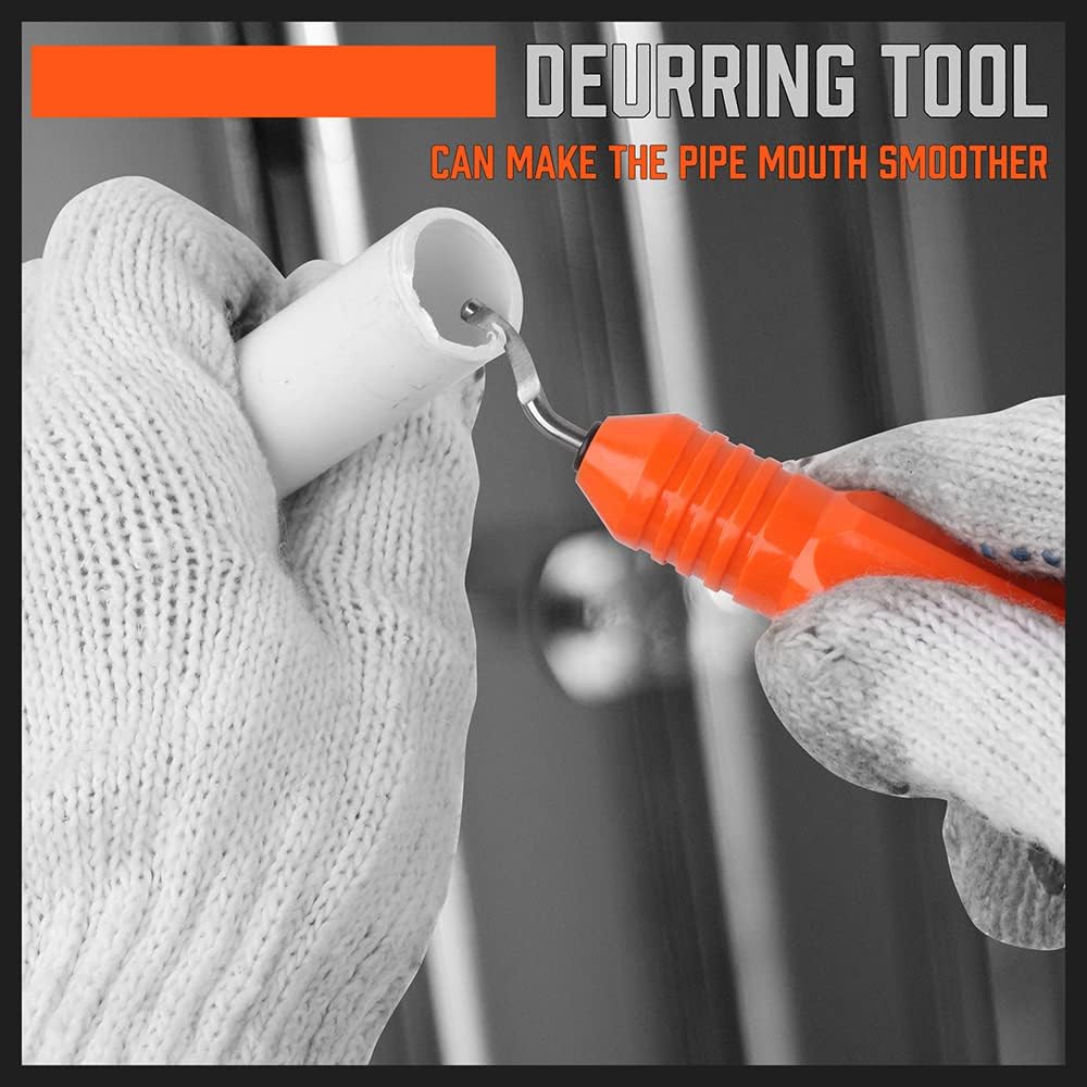 HORUSDY heavy-duty 64mm PVC pipe cutter with Teflon-coated SK5 blade and deburring tool for plumbing, PE, PPR, and rubber tubing