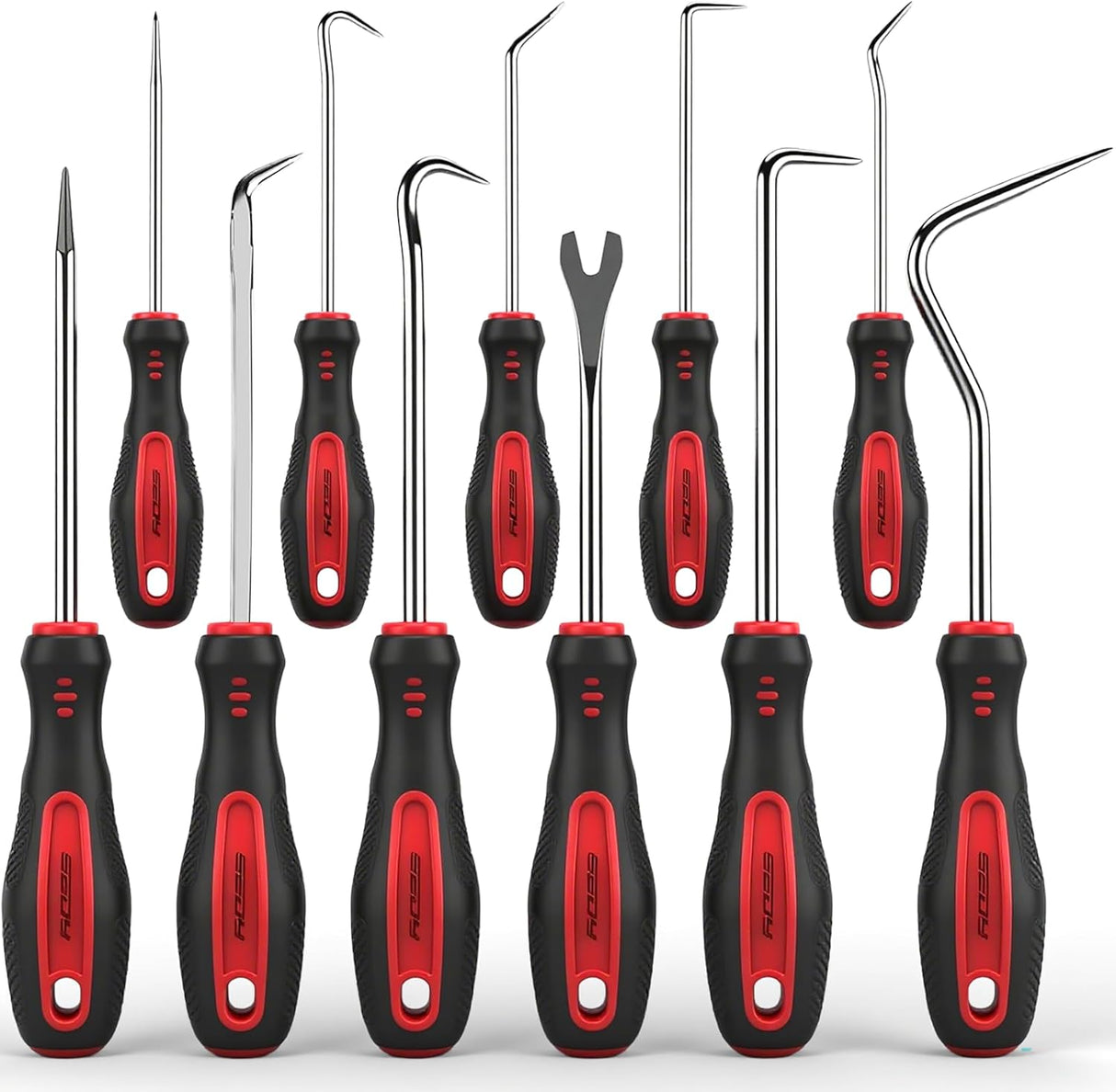 SEDY 11-Piece Heavy Duty Hook and Pick Set - Car Repair Tools with Non-Slip Handles and Storage Bag