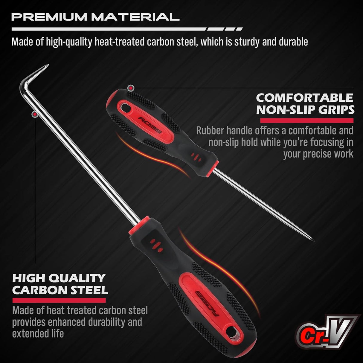 SEDY 11-Piece Heavy Duty Hook and Pick Set - Car Repair Tools with Non-Slip Handles and Storage Bag