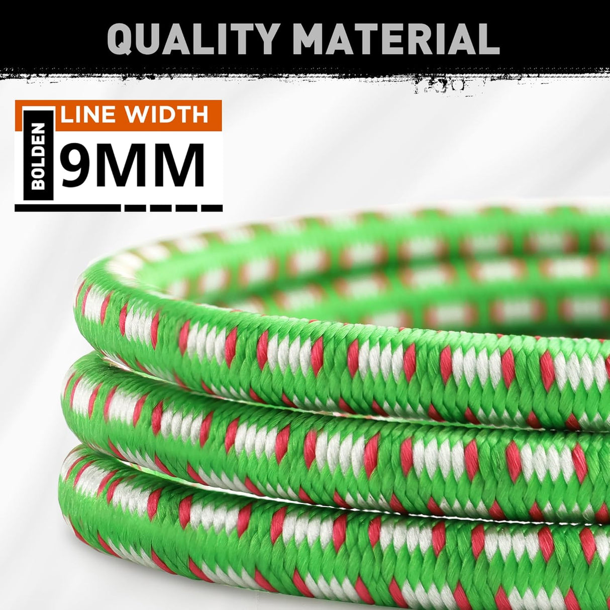 HORUSDY 48-inch heavy-duty green bungee cords with spring lock hooks, 9mm thick, for securing cargo, luggage, rooftop storage, and outdoor use