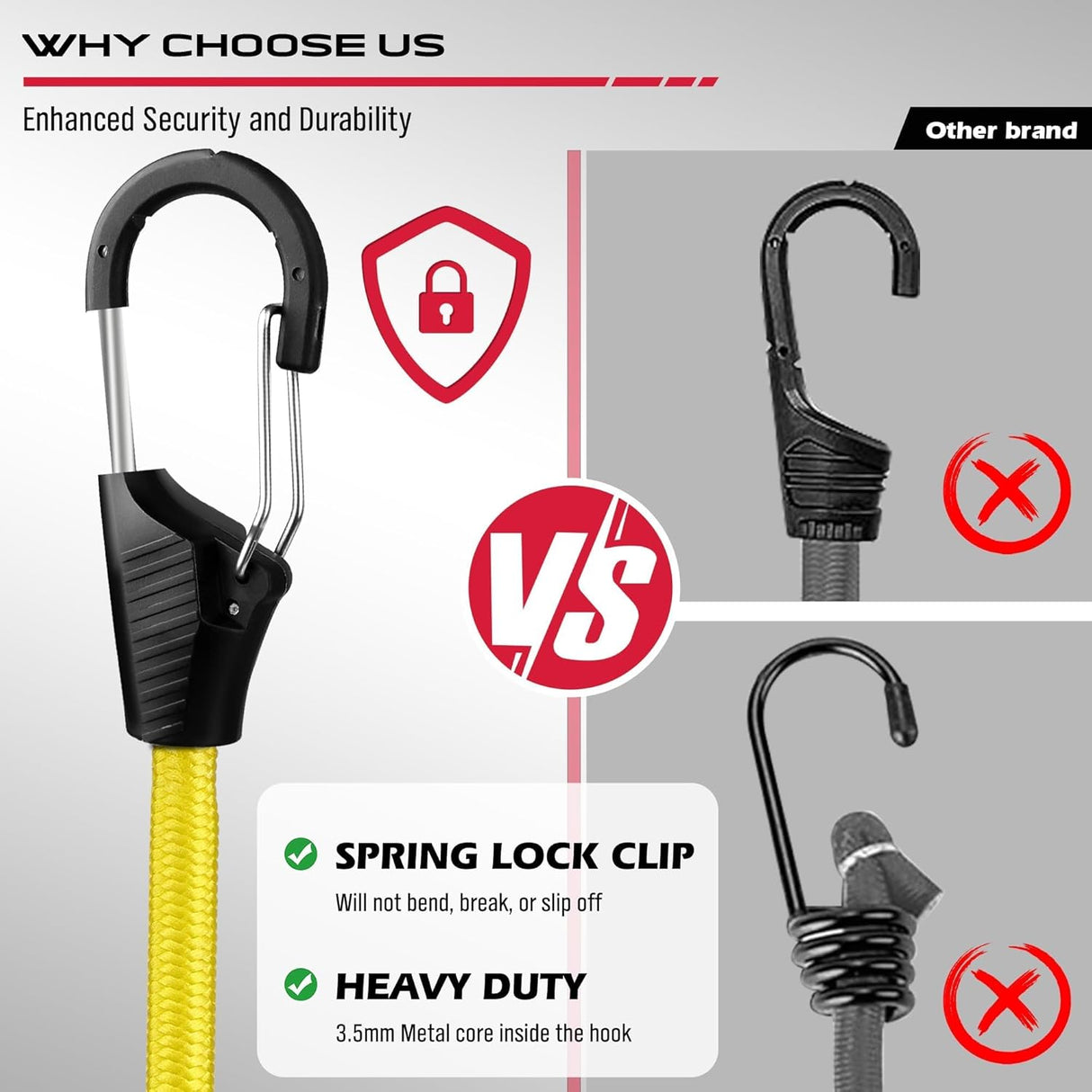 129-piece bungee cord set with assorted elastic tie downs, carabiner hooks, tarp clips, ball bungees, zip ties, and storage bag for camping or transport