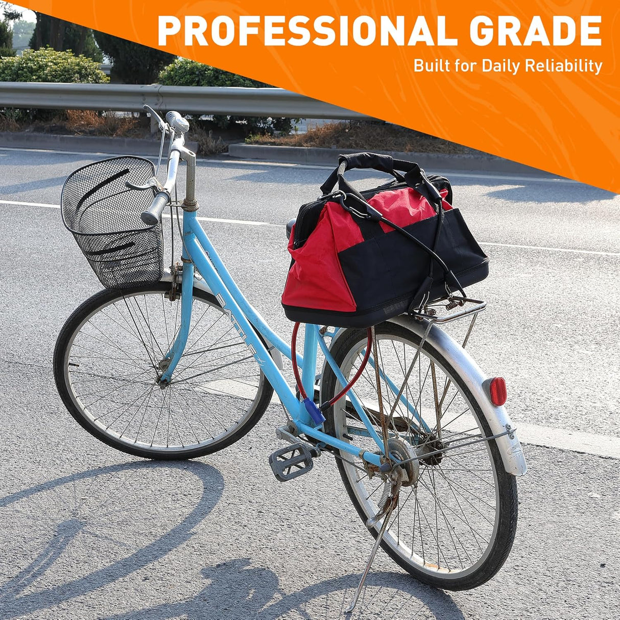 5-pack 14-inch heavy duty black bungee cords with carabiner clips, double-braided elastic straps for secure outdoor cargo use