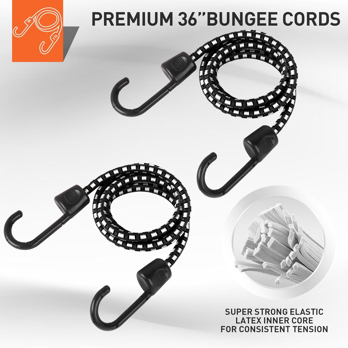 Heavy-duty ratchet tie down strap set with ergonomic handles, coated S-hooks, and bungee cords for secure cargo transport