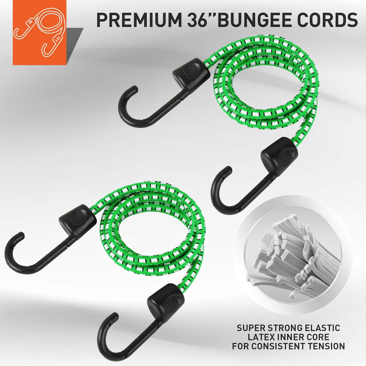 Heavy-duty ratchet tie down strap set with ergonomic handles, coated S-hooks, and bungee cords for secure cargo transport