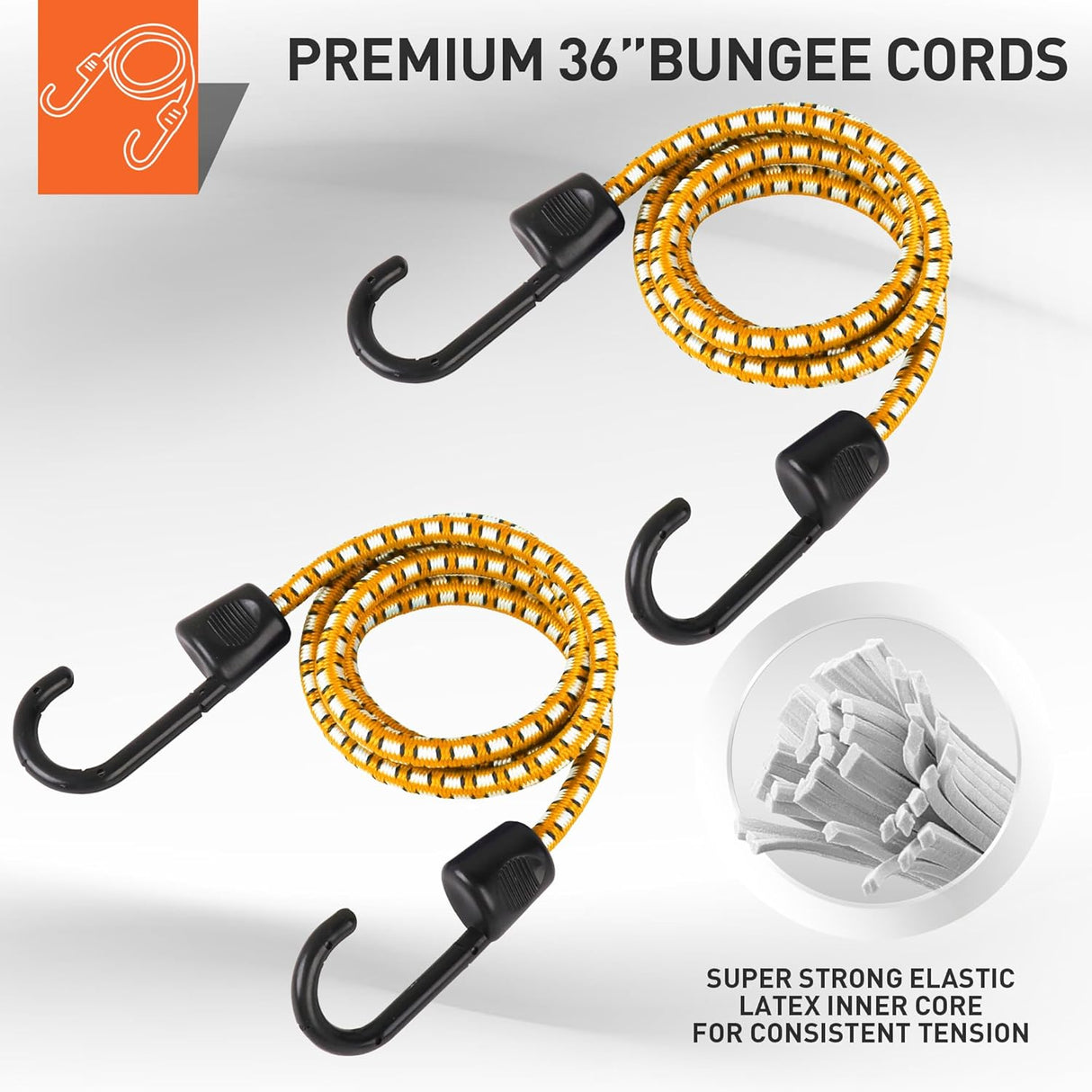 Heavy-duty ratchet tie down strap set with ergonomic handles, coated S-hooks, and bungee cords for secure cargo transport