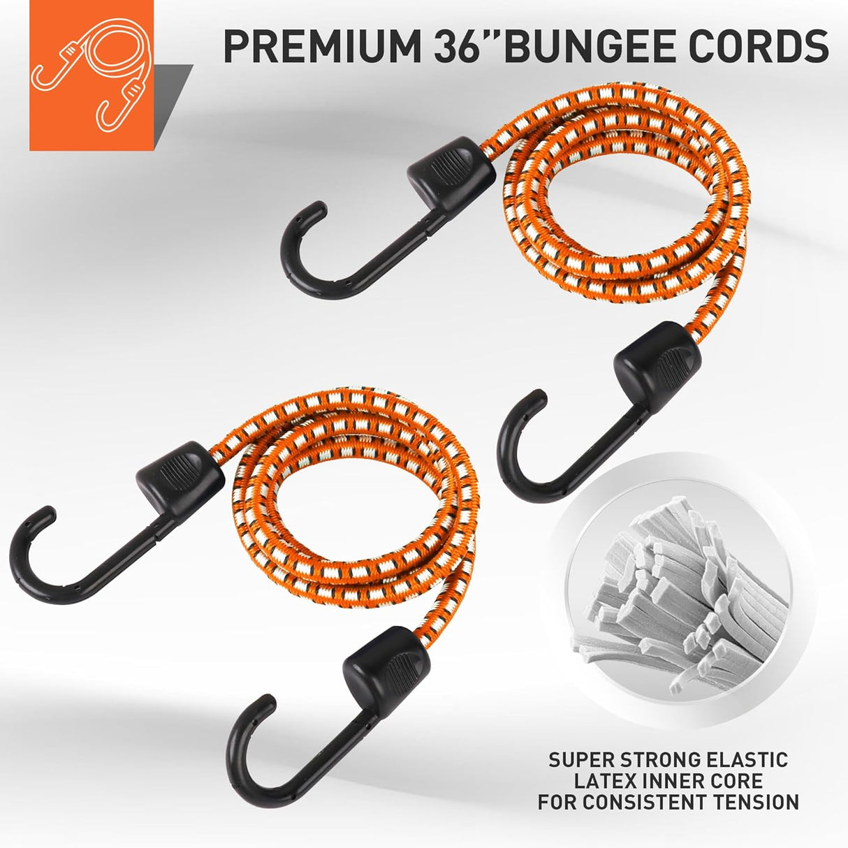 Heavy-duty ratchet tie down strap set with ergonomic handles, coated S-hooks, and bungee cords for secure cargo transport