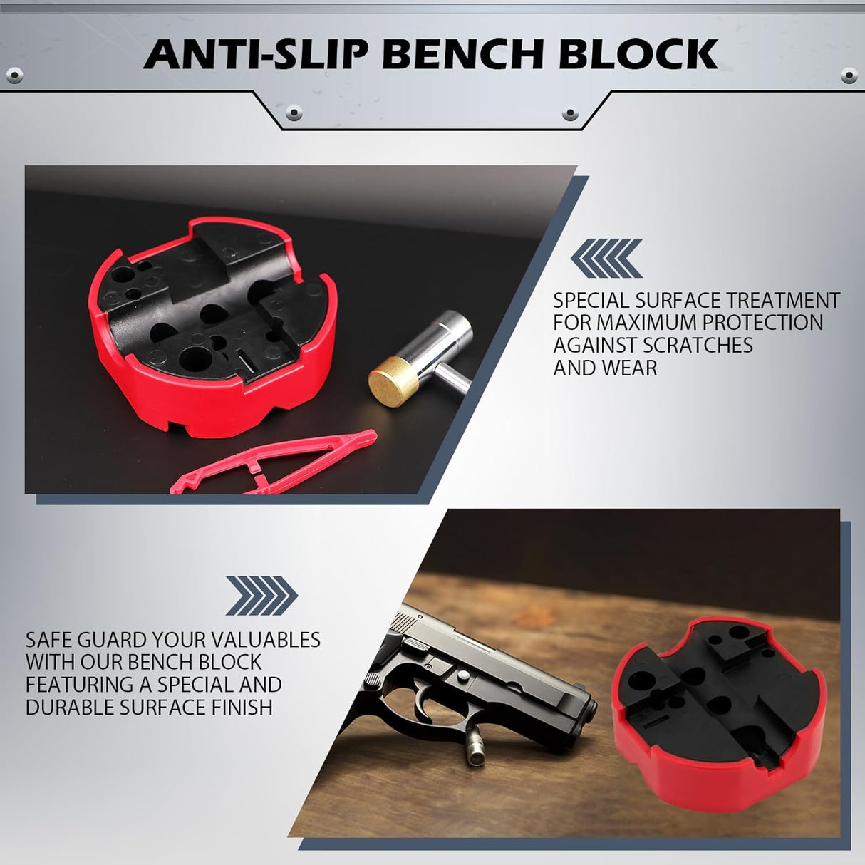 SEDY 25-piece hammer and punch set with bench block, brass/steel/nylon hammer heads, and durable storage case