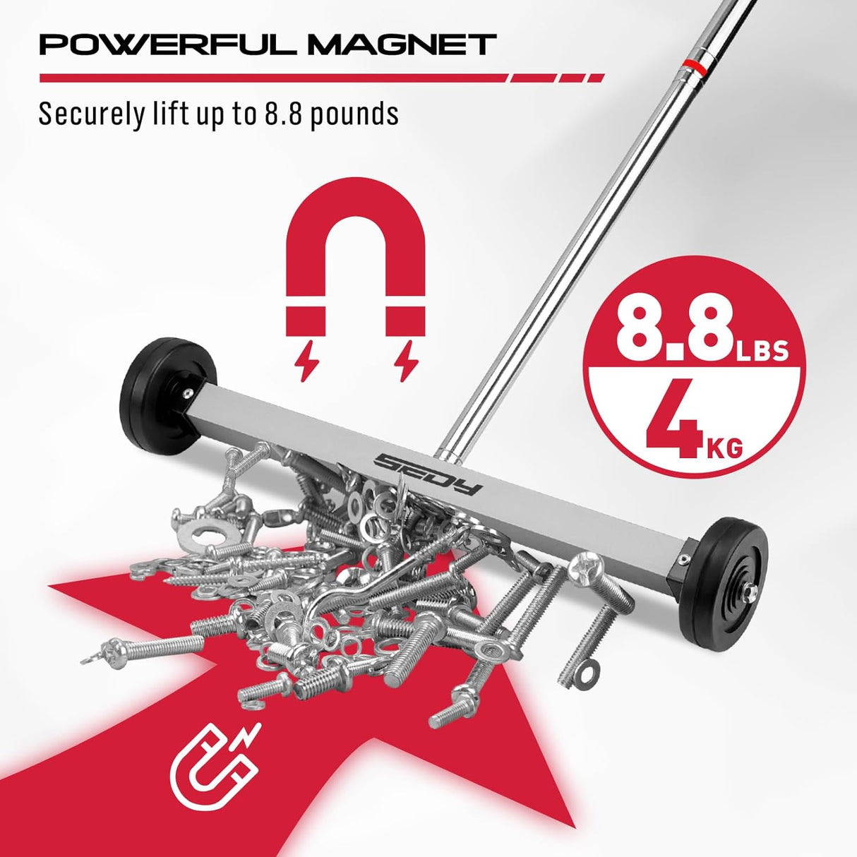 Horusdy Telescoping Magnetic Sweeper with Extendable Handle and Magnetic Tray for Easy Cleanup