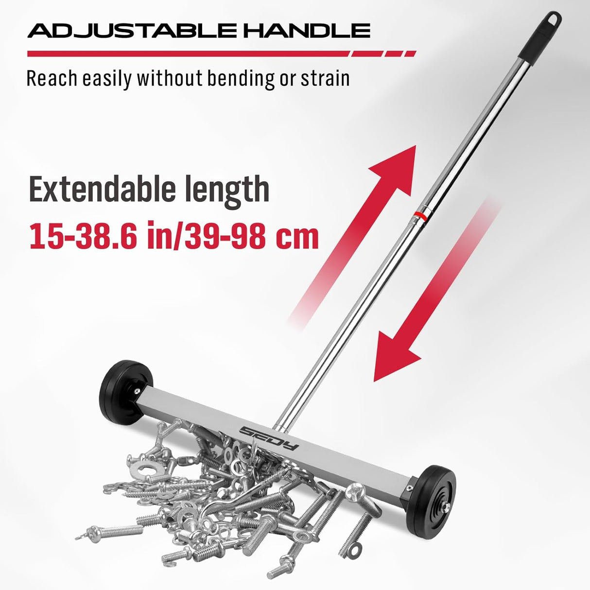 Horusdy Telescoping Magnetic Sweeper with Extendable Handle and Magnetic Tray for Easy Cleanup