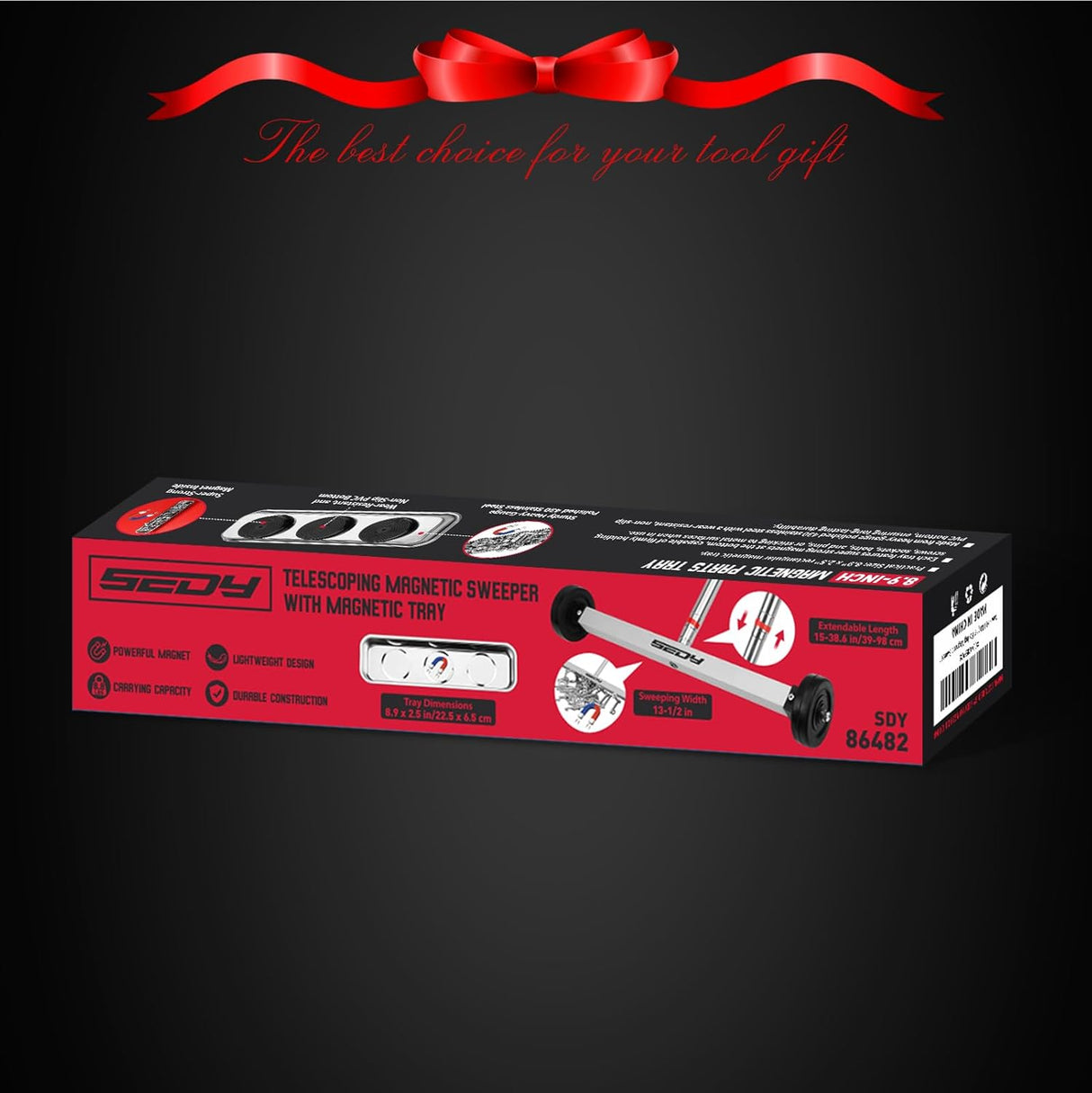 Horusdy Telescoping Magnetic Sweeper with Extendable Handle and Magnetic Tray for Easy Cleanup