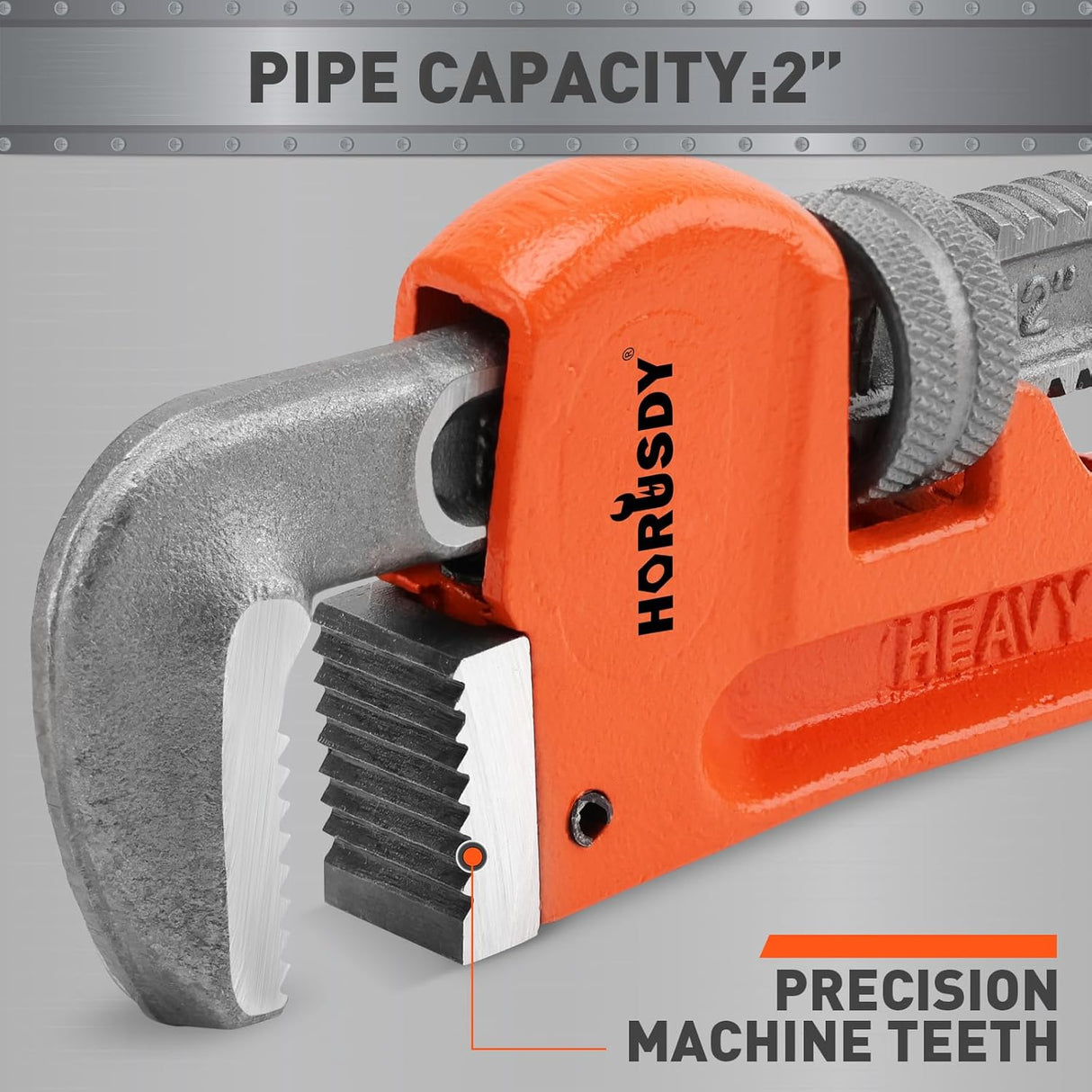 HORUSDY 12-Inch Heavy Duty Pipe Wrench, Adjustable 1.5" Jaw Capacity, Non-Slip Handle, Cast Iron Body for Plumbing, Automotive & HVAC Applications