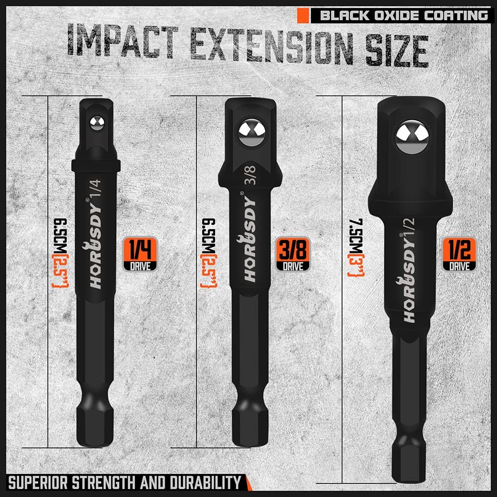 HORUSDY 7-Piece Socket Adapter and Reducer Set with Impact Coating for Power Tools