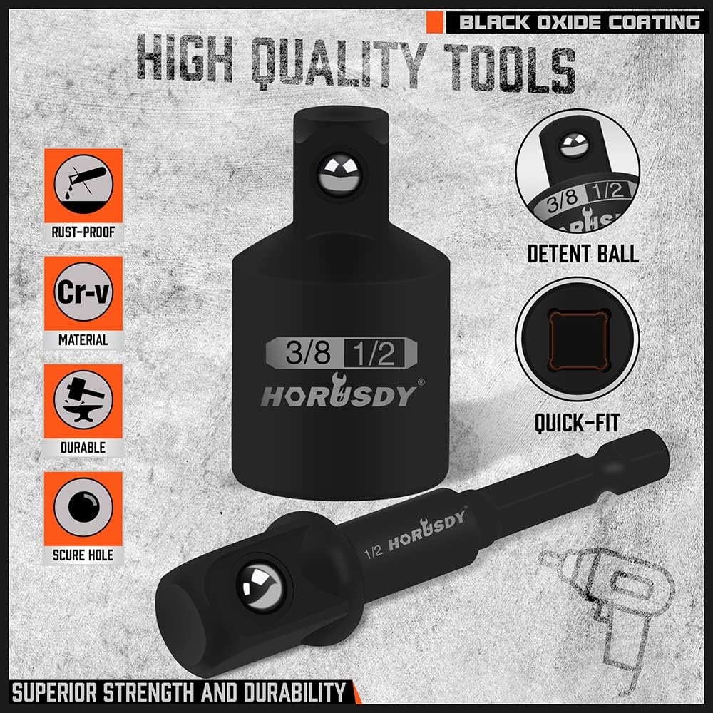 HORUSDY 7-Piece Socket Adapter and Reducer Set with Impact Coating for Power Tools