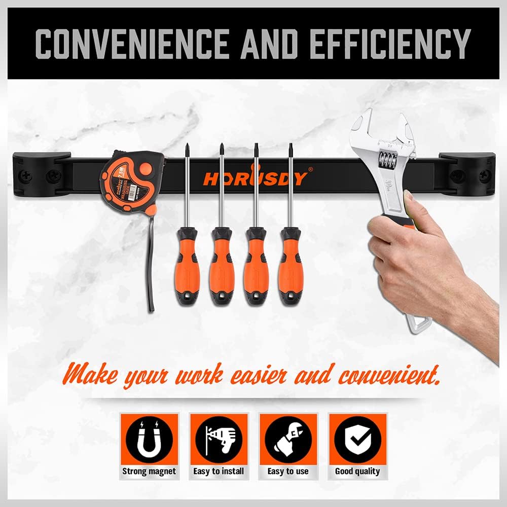 4-pack 12 inch magnetic tool holder strips with heavy-duty wall mount design for storing hand tools in garage, kitchen, or workshop