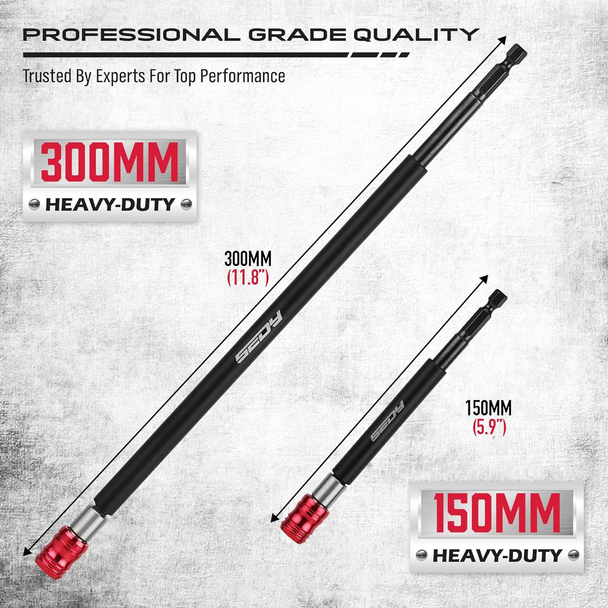 SEDY 2-piece magnetic bit holder extension set with quick release and strong magnetism, including 6-inch and 12-inch CR-V steel adapters for drills and drivers