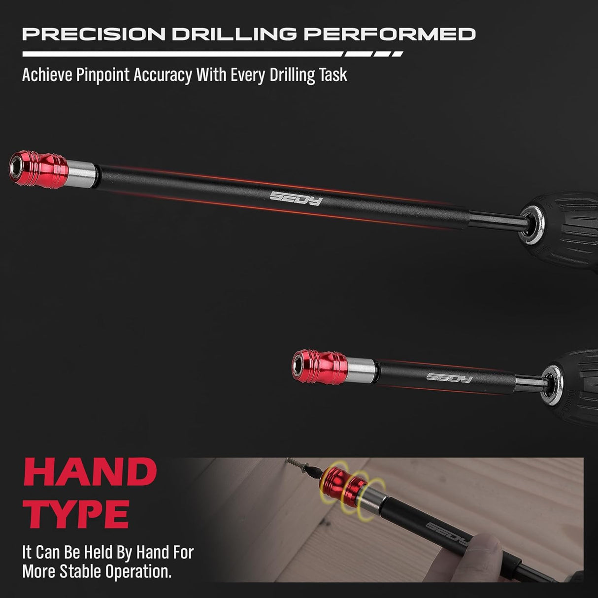 SEDY 2-piece magnetic bit holder extension set with quick release and strong magnetism, including 6-inch and 12-inch CR-V steel adapters for drills and drivers