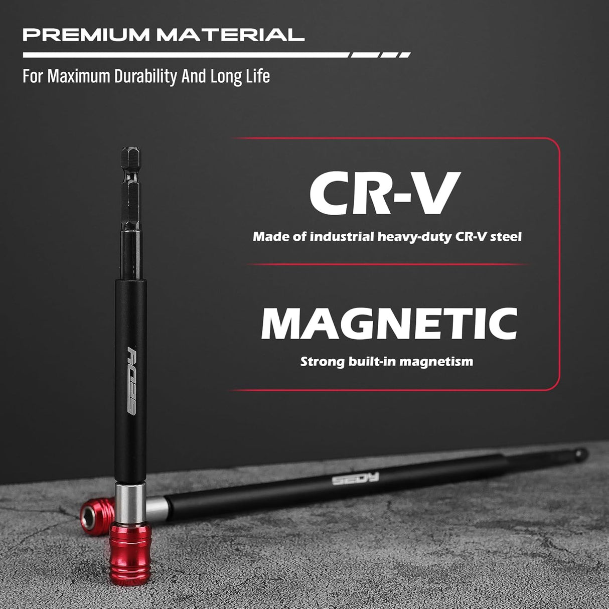 SEDY 2-piece magnetic bit holder extension set with quick release and strong magnetism, including 6-inch and 12-inch CR-V steel adapters for drills and drivers