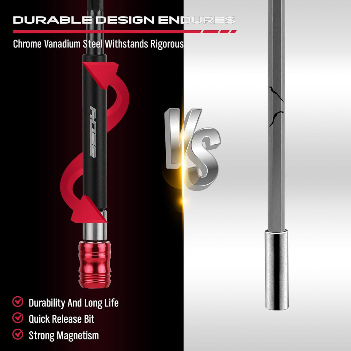 SEDY magnetic drill bit holder set with quick-release design, strong magnetism, and durable CR-V steel in multiple extension lengths