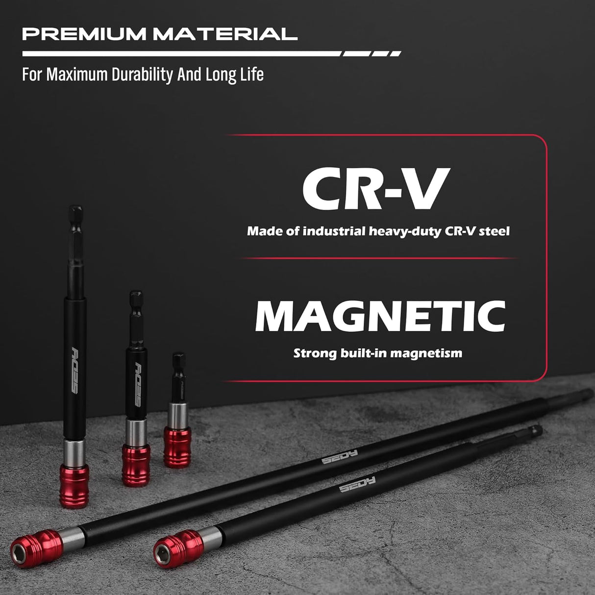 SEDY magnetic drill bit holder set with quick-release design, strong magnetism, and durable CR-V steel in multiple extension lengths