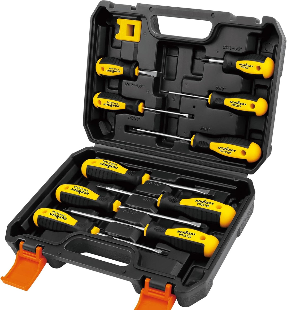 HORUSDY 11-piece magnetic screwdriver set with S2 steel blades, non-slip ergonomic handles, and durable carry case for versatile home and professional use