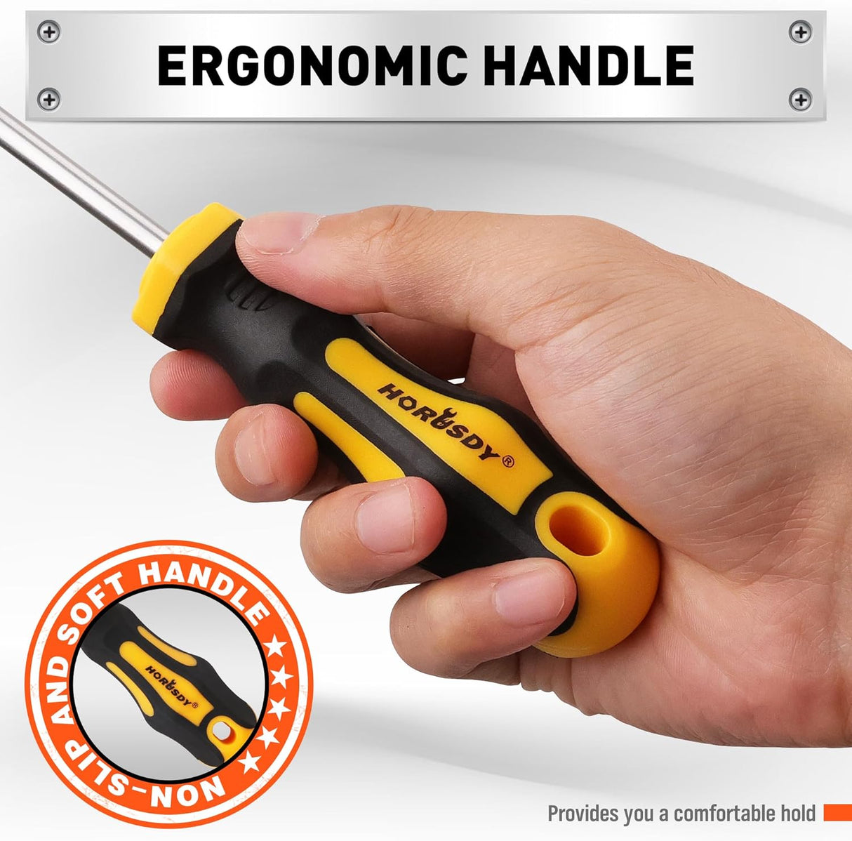 RUSDY 13-piece screwdriver set with CR-V steel shafts, ergonomic anti-slip handles, and magnetizer/demagnetizer block for precision repairs