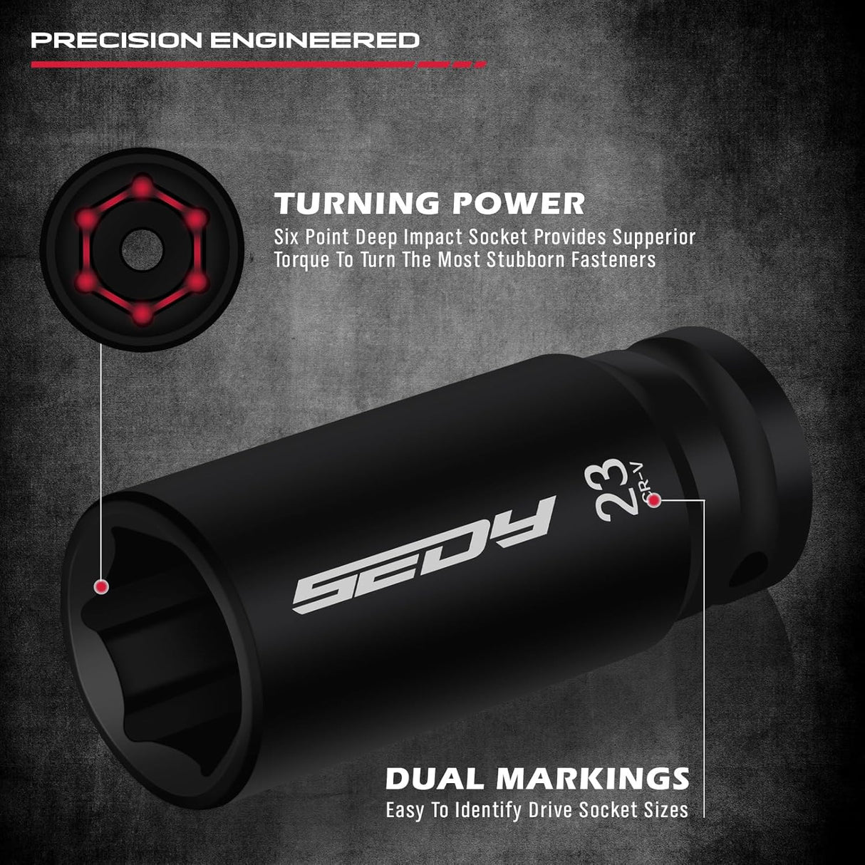 SEDY 67-piece 1/2 inch drive master impact socket set with SAE metric sockets, ratchet handle, extension bars, adapters and secure carry case