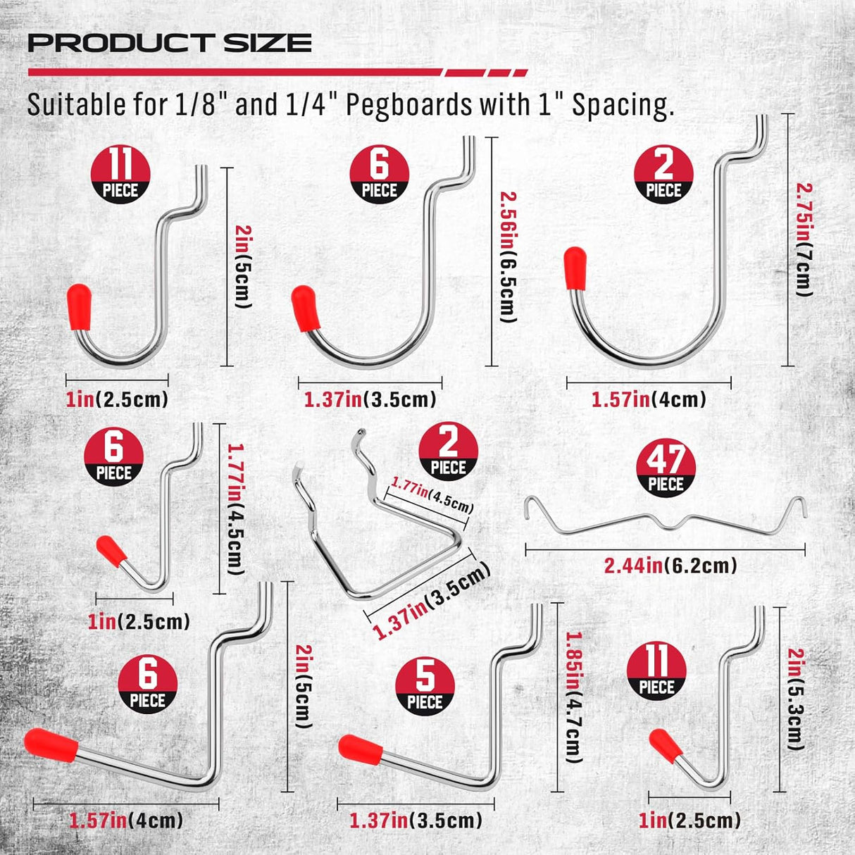 SEDY 121-Piece Pegboard Hooks Assortment, 16 Types, Includes Pegboard Bins, Easy Installation for Workshop and Garage Organization