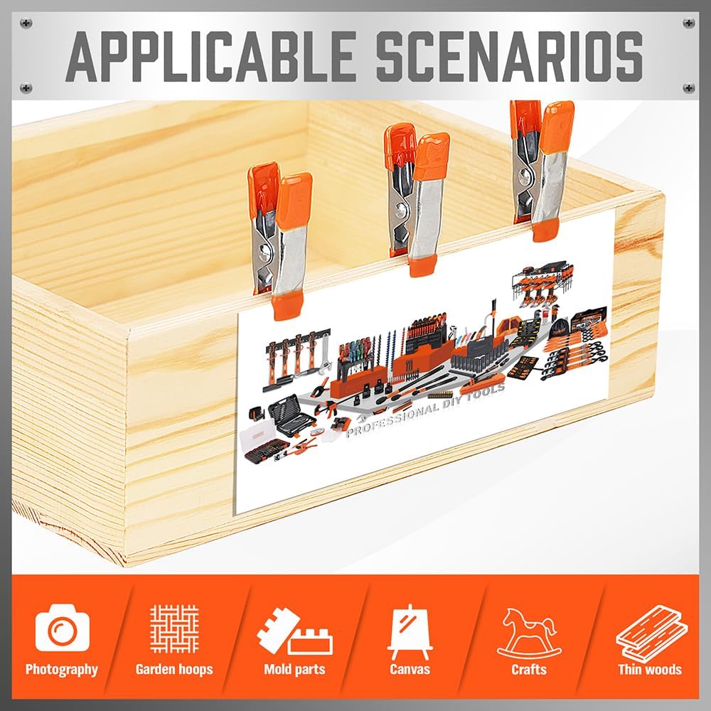 HORUSDY 10-pack 2-inch heavy duty spring clamp set with PVC coating, strong grip metal clips for woodworking and crafts