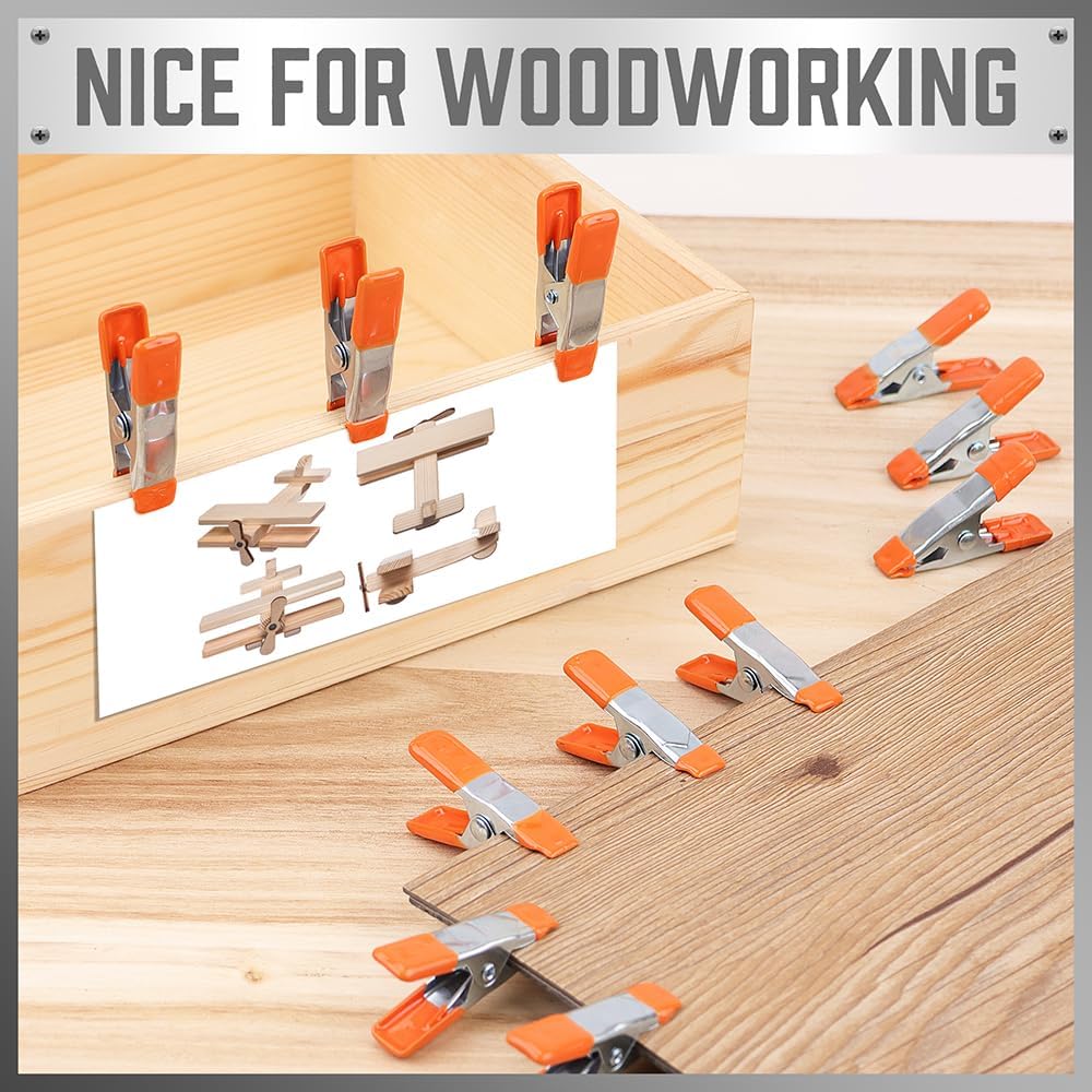 HORUSDY 10-pack 2-inch heavy duty spring clamp set with PVC coating, strong grip metal clips for woodworking and crafts