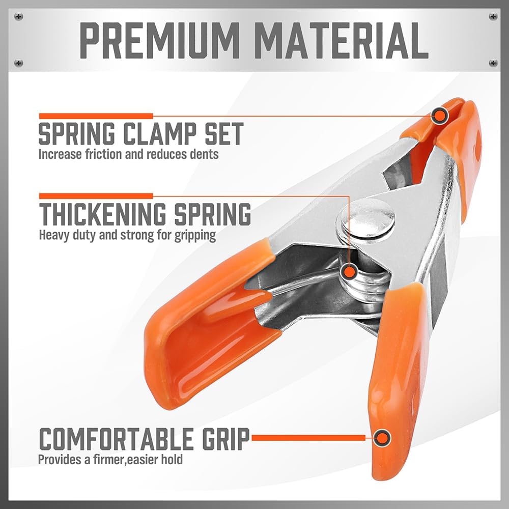 HORUSDY 32-pack 2-inch metal spring clamp set with PVC coated tips, heavy duty clips for woodworking and crafts