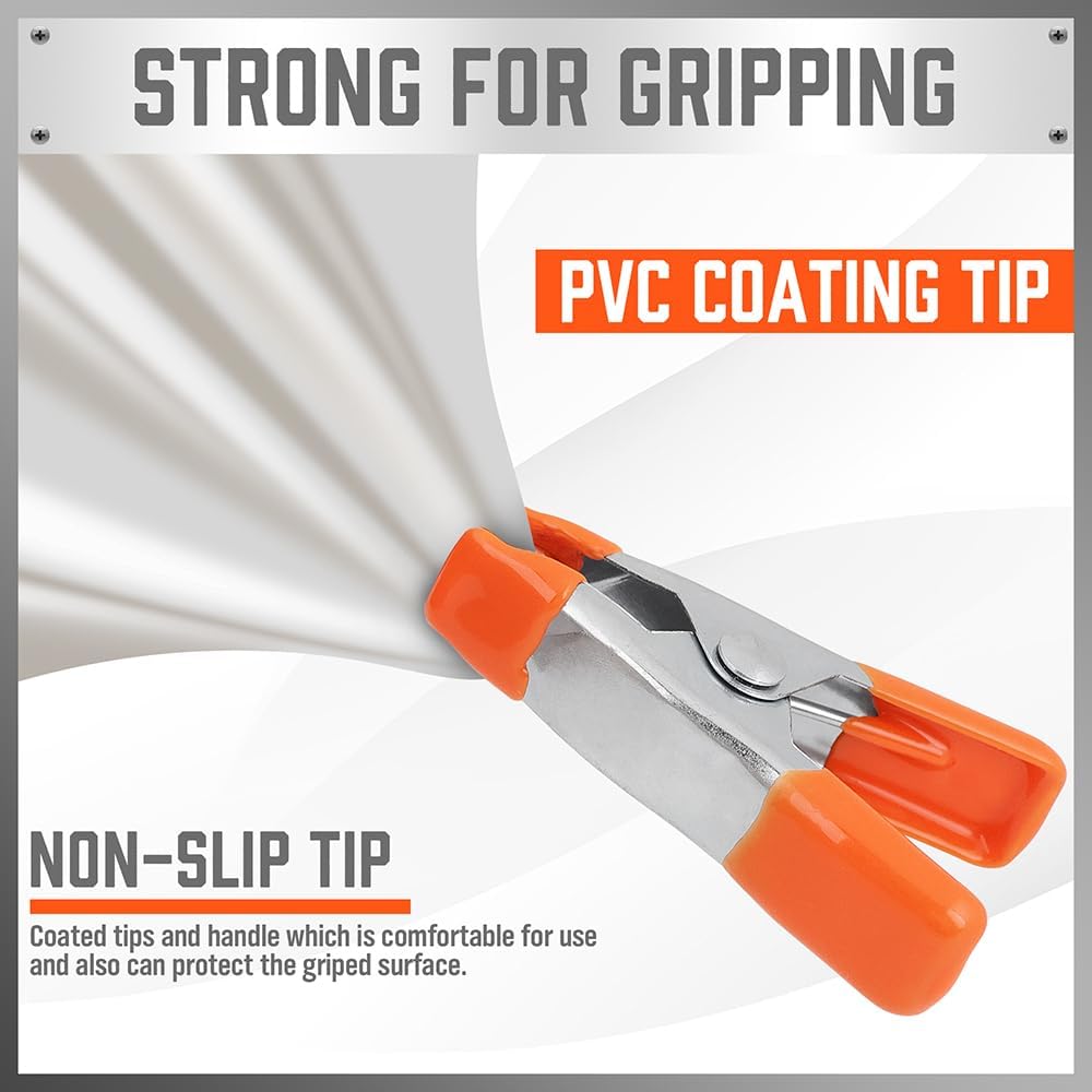 HORUSDY 32-pack 2-inch metal spring clamp set with PVC coated tips, heavy duty clips for woodworking and crafts