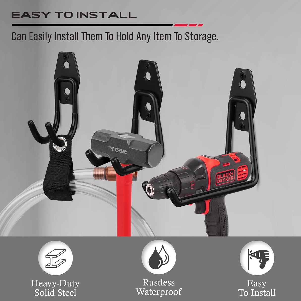 SEDY 15-Piece Heavy-Duty Garage Hook Assortment for Tools, Bikes, and Home Storage