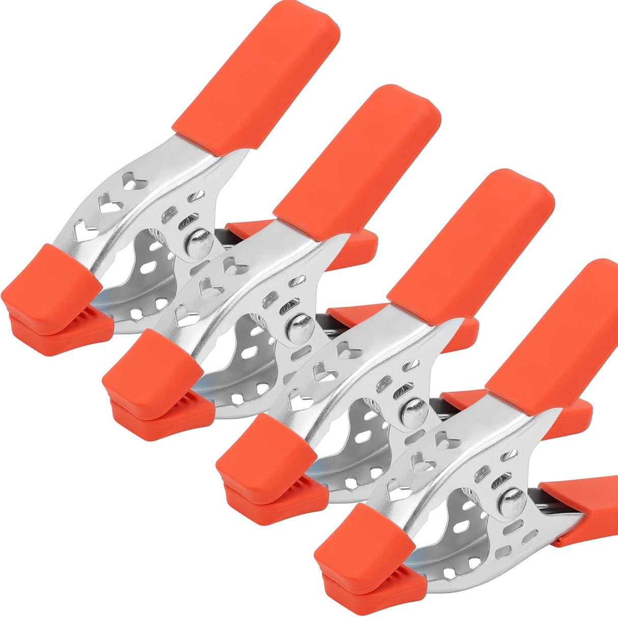 8-inch heavy duty metal spring clamps with orange PVC-coated tips for woodworking, crafts, and home improvement projects