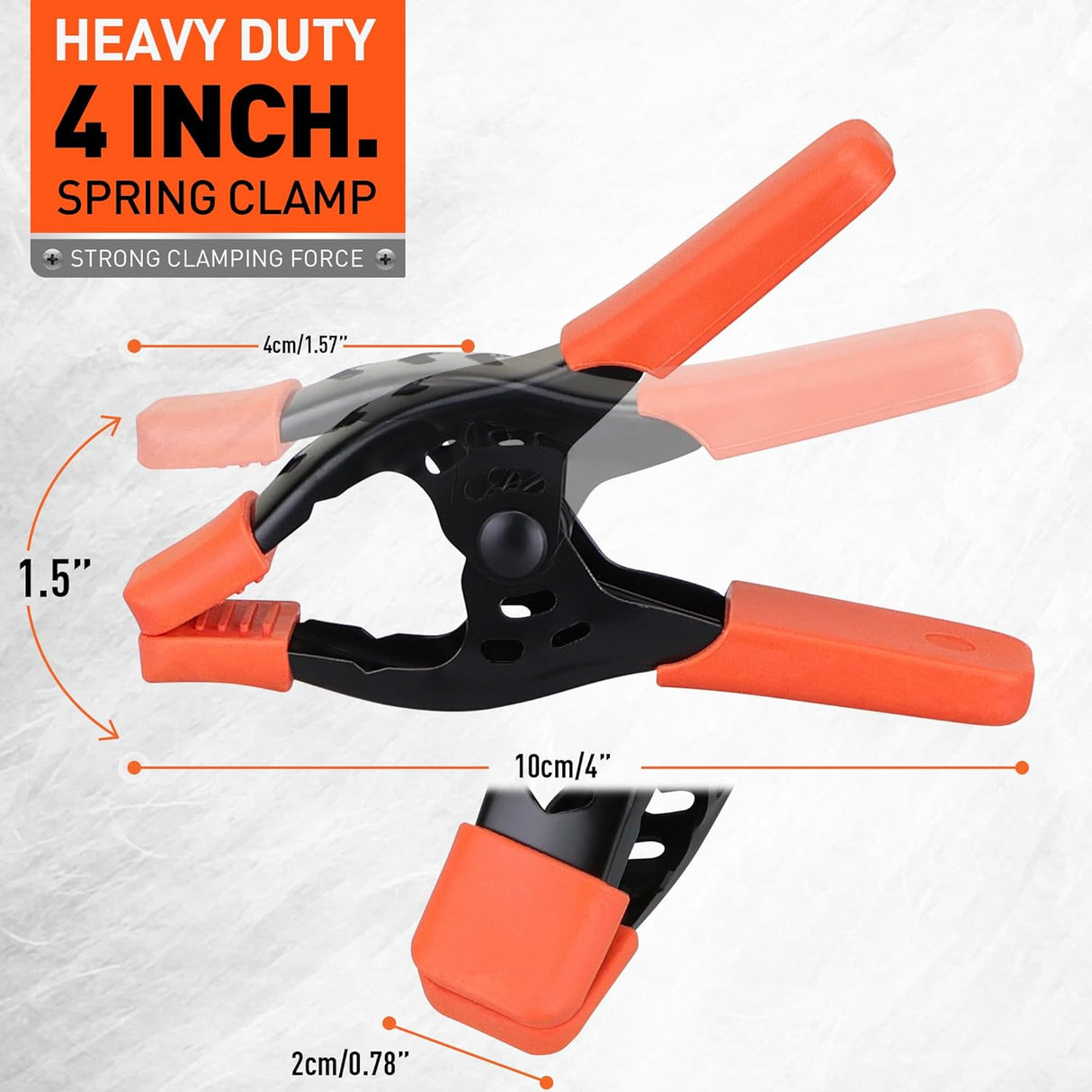 HORUSDY 8-piece spring and bar clamp set featuring mini bar clamps and heavy-duty spring clamps in black and orange for woodworking and repair