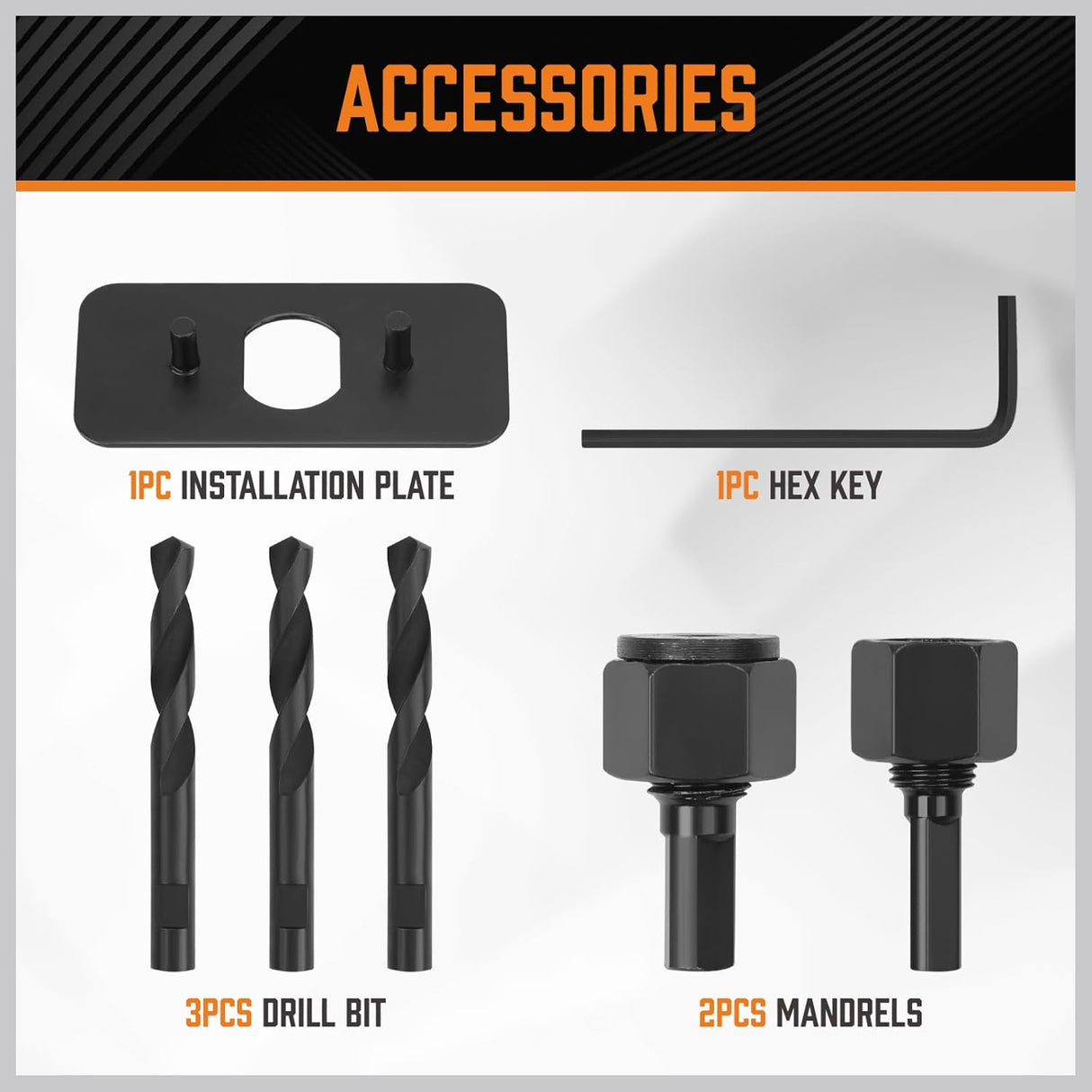 HORUSDY 24-piece hole saw kit with carbon steel blades, mandrels, and accessories in a durable orange case