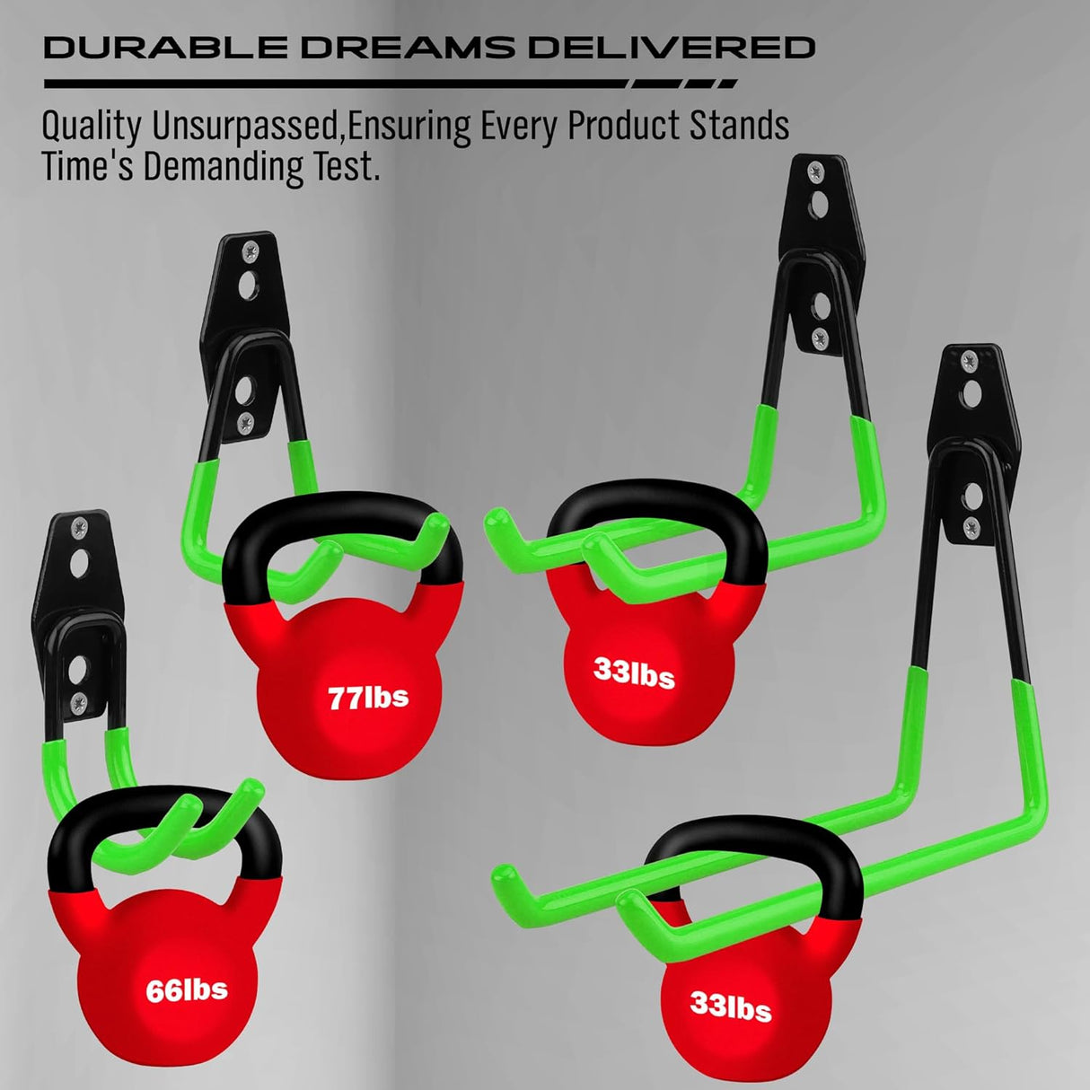 SEDY 15-Piece Heavy-Duty Garage Hook Assortment with Green Rubber Coating for Tools and Bikes Storage